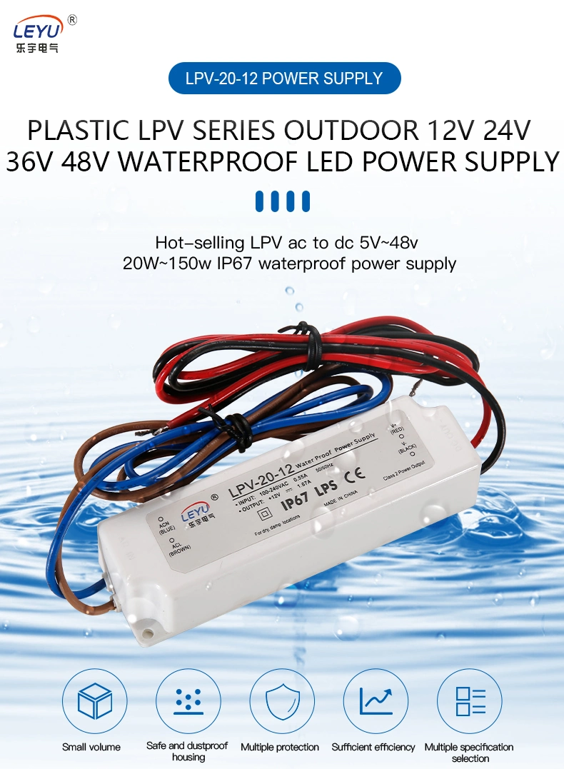 LED Waterproof Power Supply 20W 12V 24V 48V DC Power Supply