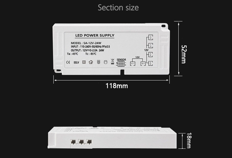 Touch Dimmable LED Strip Light 12V 24W 36W 40W 60W 100W 300W 400W Cabinet LED Power Supply